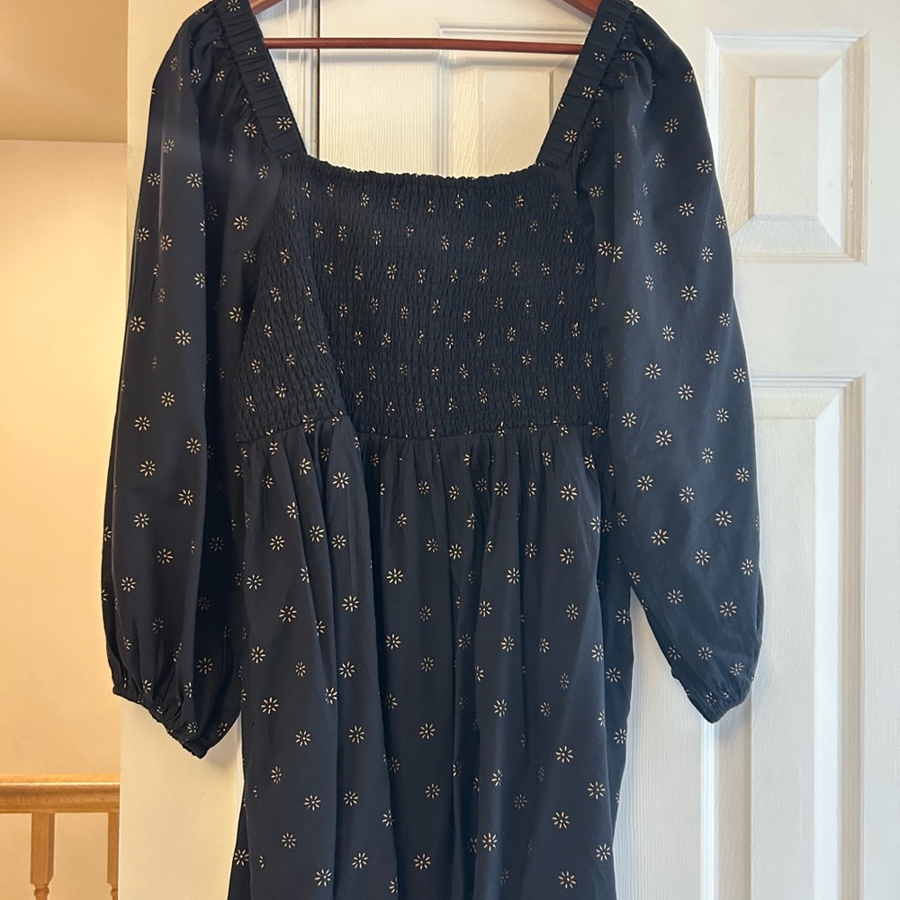 Madewell Black Floral Mini Puff Sleeve Dress - Picture 5 of 5